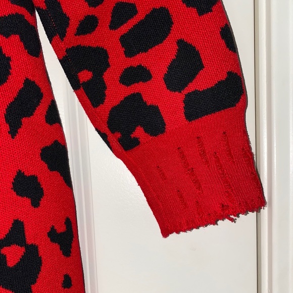 Long Red Leopard Cardigan - Picture 4 of 13